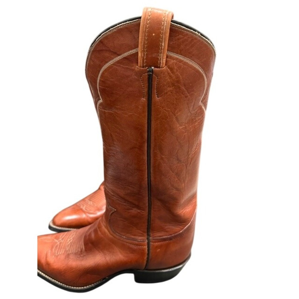Vintage Tony Lama 5084 Men's Cognac Brown Leather Western Cowboy Boots Size 9D - Picture 13 of 16